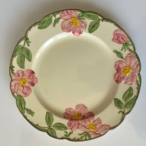 3 Franciscan Dessert Rose Dinner Plates Vintage